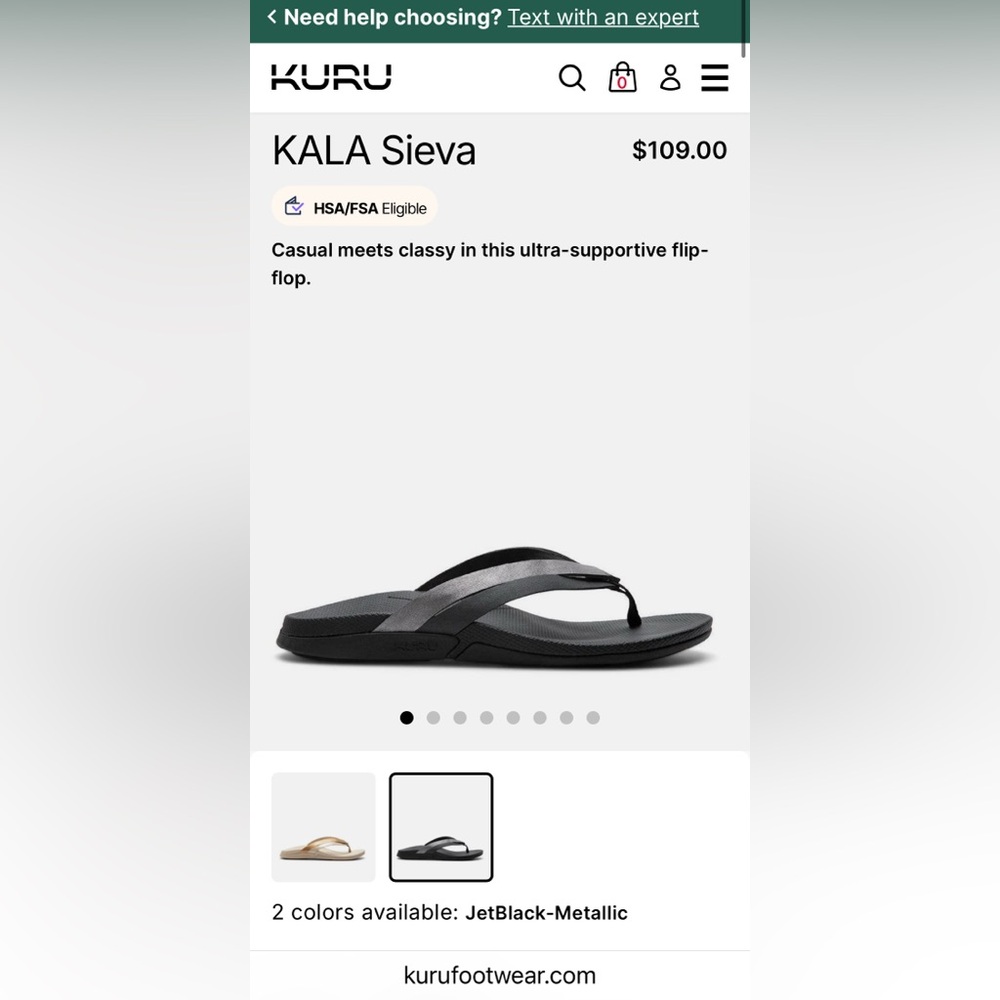 Women’s KURU Kala Sieva Metallic Flip Flops, NEW IN BOX, Size 9 - Picture 14 of 14
